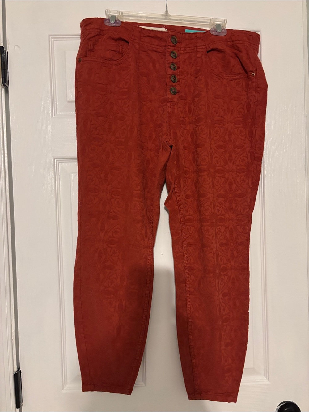 Pilcro and the Letterpress Rust Textured Ankle Pants